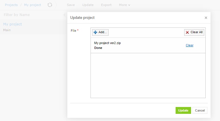 Update Project from ZIP