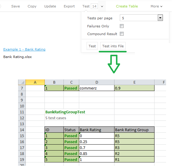 Test Results in Excel Format