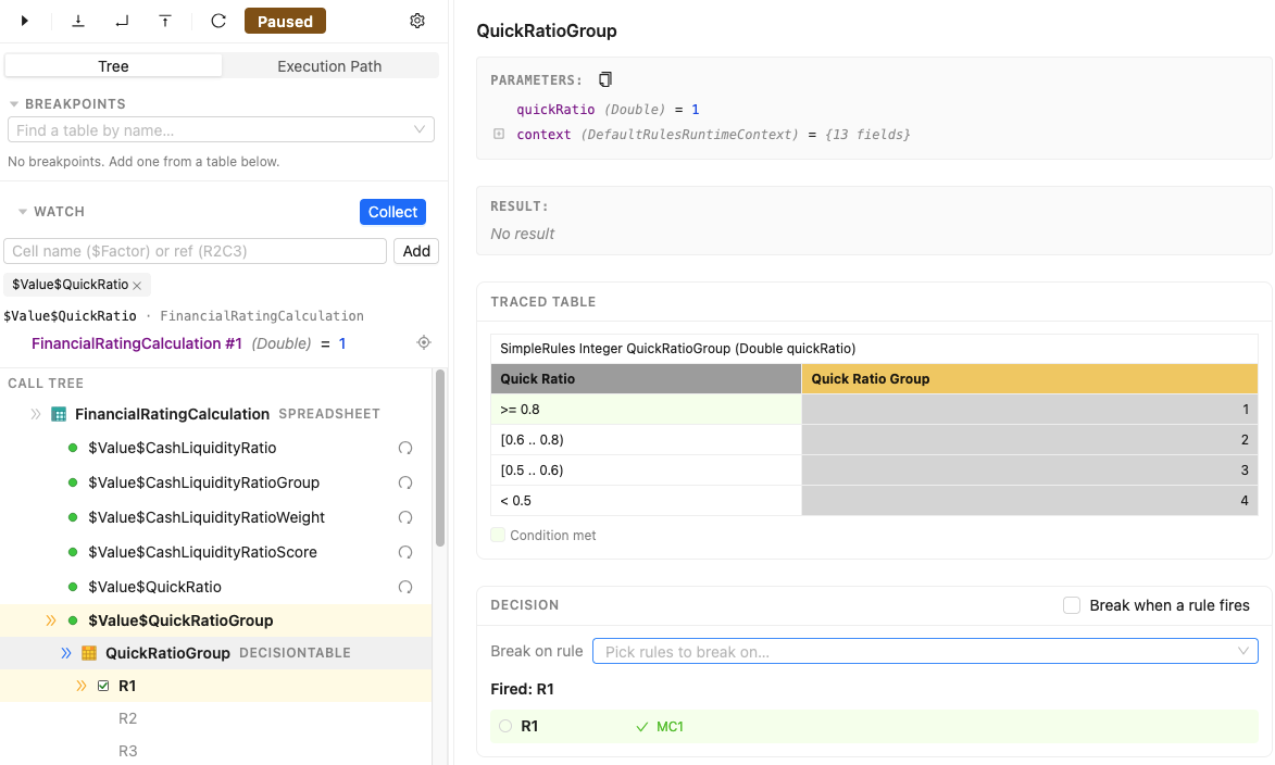 Interactive rule debugger