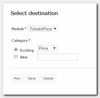 Figure 15: Select destination window