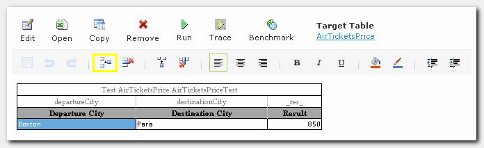 Figure 19: Table editor menu