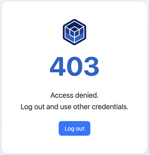 Access Denied error page with Log out button