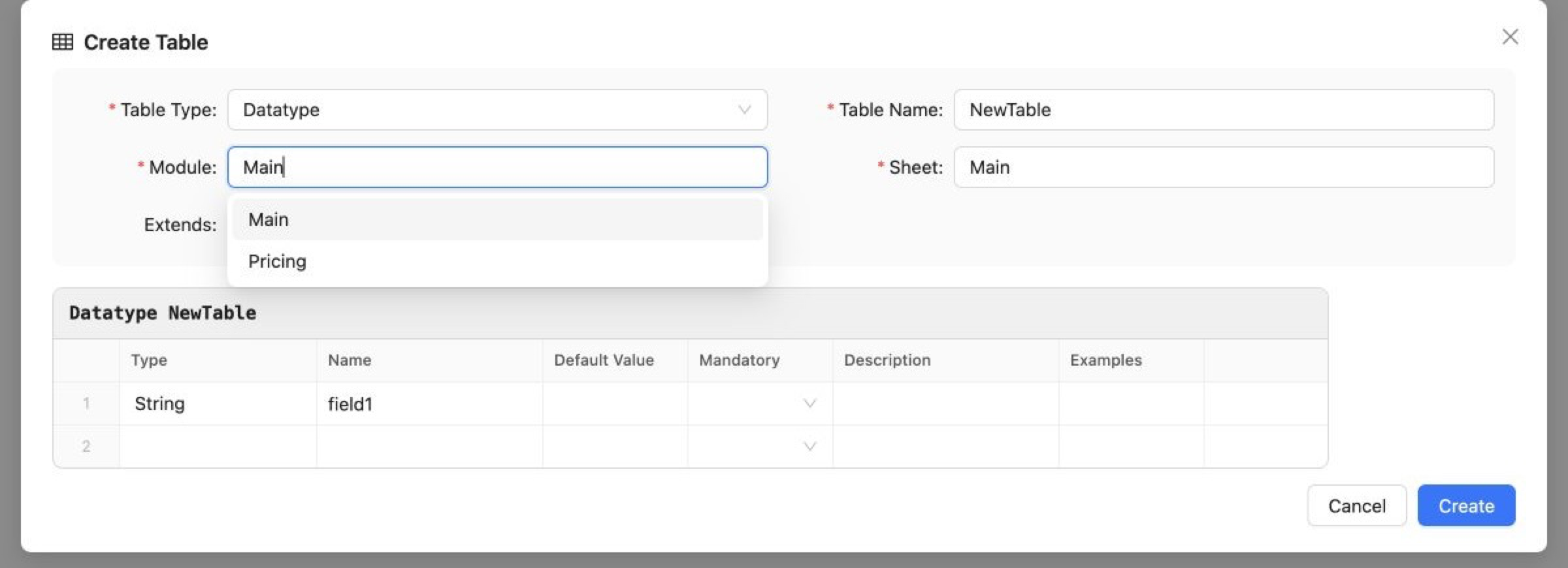Module and Sheet Suggestions