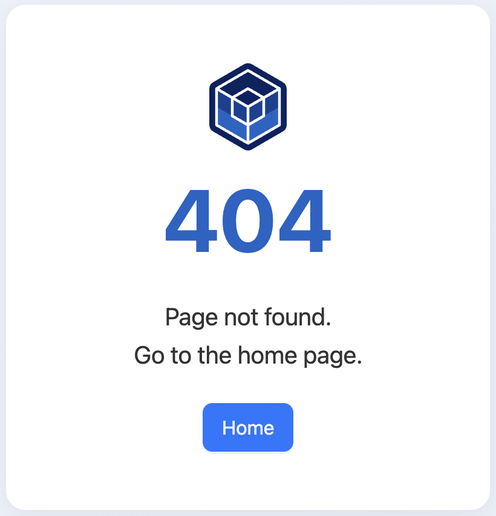 404 Page Not Found error page with Home button
