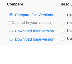 Deleted file status in the Compare column