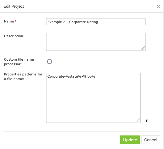 Defining a property pattern for a state and line of business